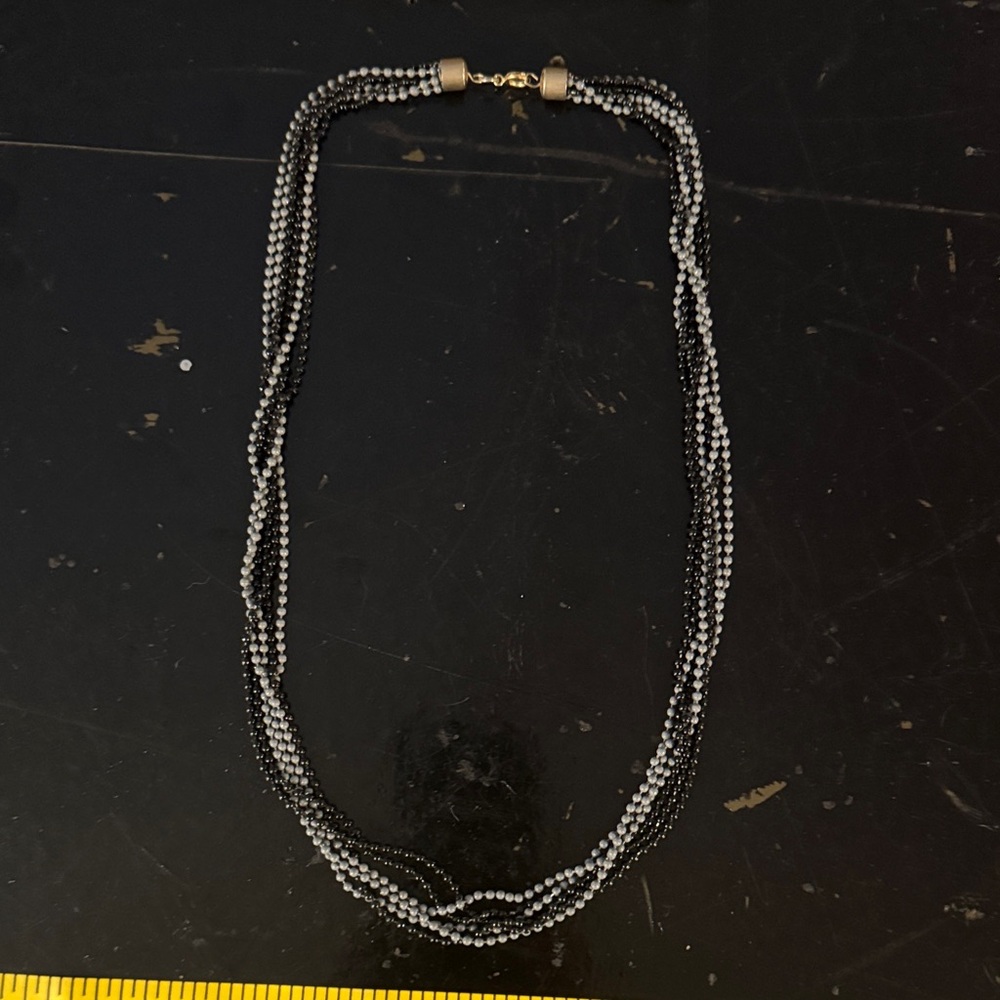 6 strand Black and Grey Necklace